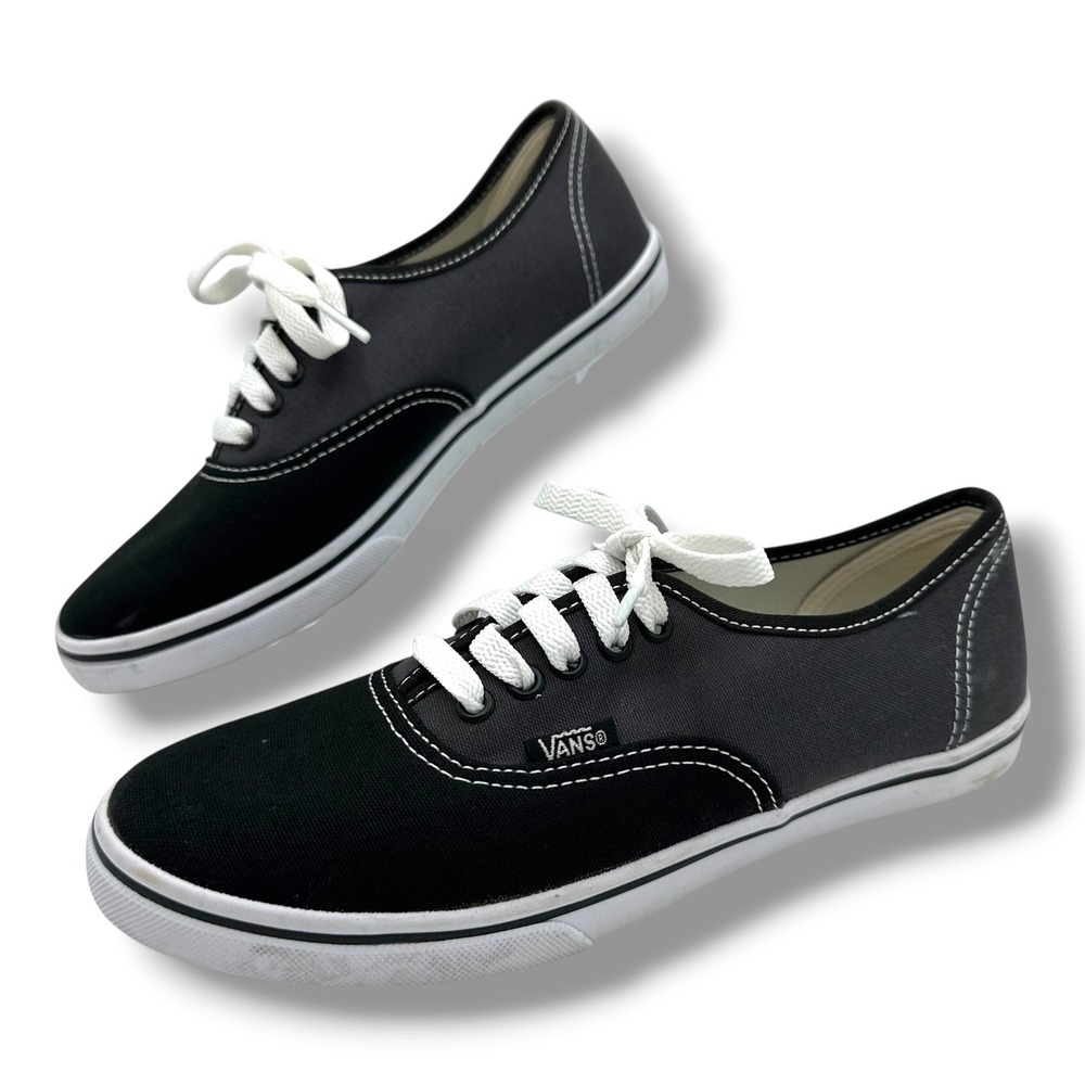 Vans Authentic Lo Pro Womens Sneakers Black Charcoal Grey Low Top Canvas Shoes